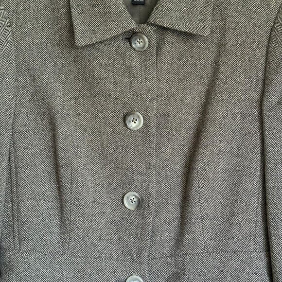 Banana Republic brown/cream herringbone fitted wool jacket Sz 4 - Picture 5 of 8